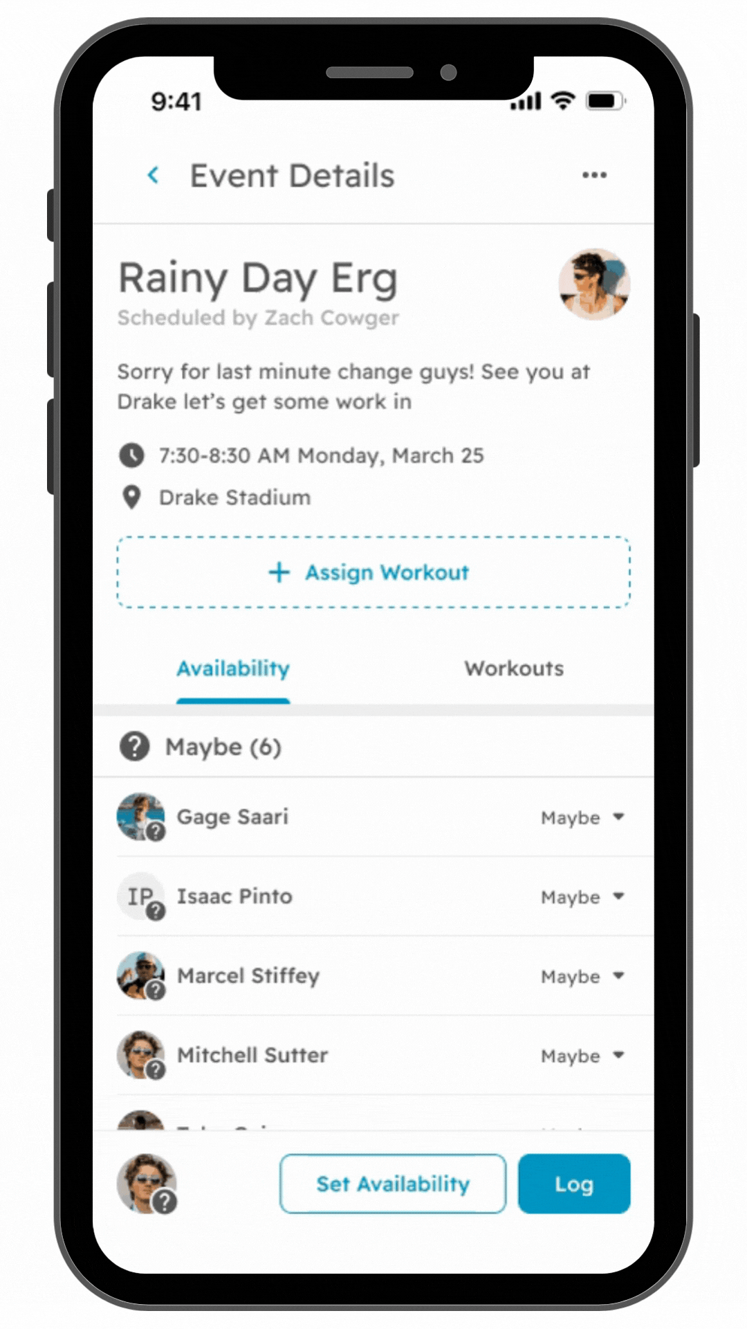 Add Workout to Event